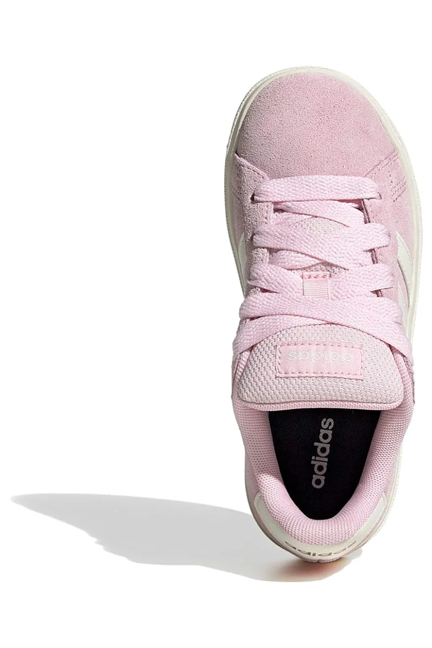 Scarpe rosa in suede con strisce bianche Adidas Grand Court 00s K
