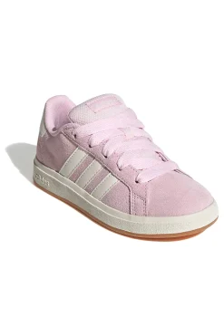 Scarpe rosa in suede con strisce bianche Adidas Grand Court 00s K