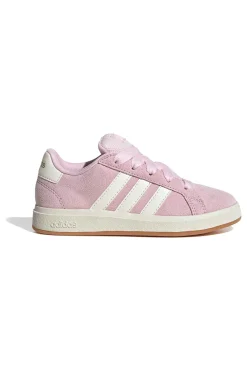 Scarpe rosa in suede con strisce bianche Adidas Grand Court 00s K