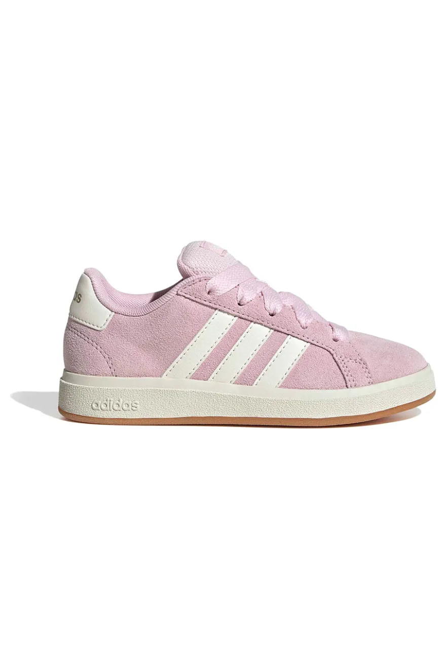Scarpe rosa in suede con strisce bianche Adidas Grand Court 00s K