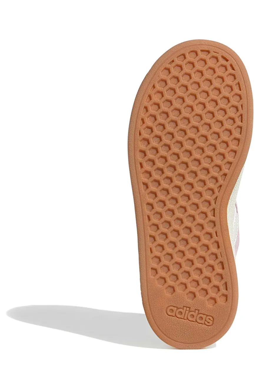 Scarpe rosa in suede con strisce bianche Adidas Grand Court 00s K