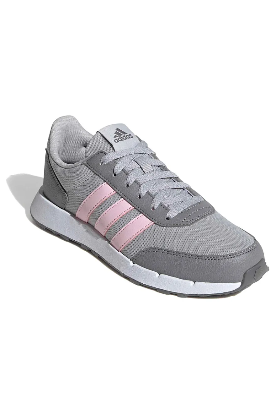 Scarpe running grigie in mesh con strisce rosa Adidas Run 50s