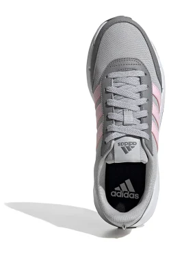Scarpe running grigie in mesh con strisce rosa Adidas Run 50s