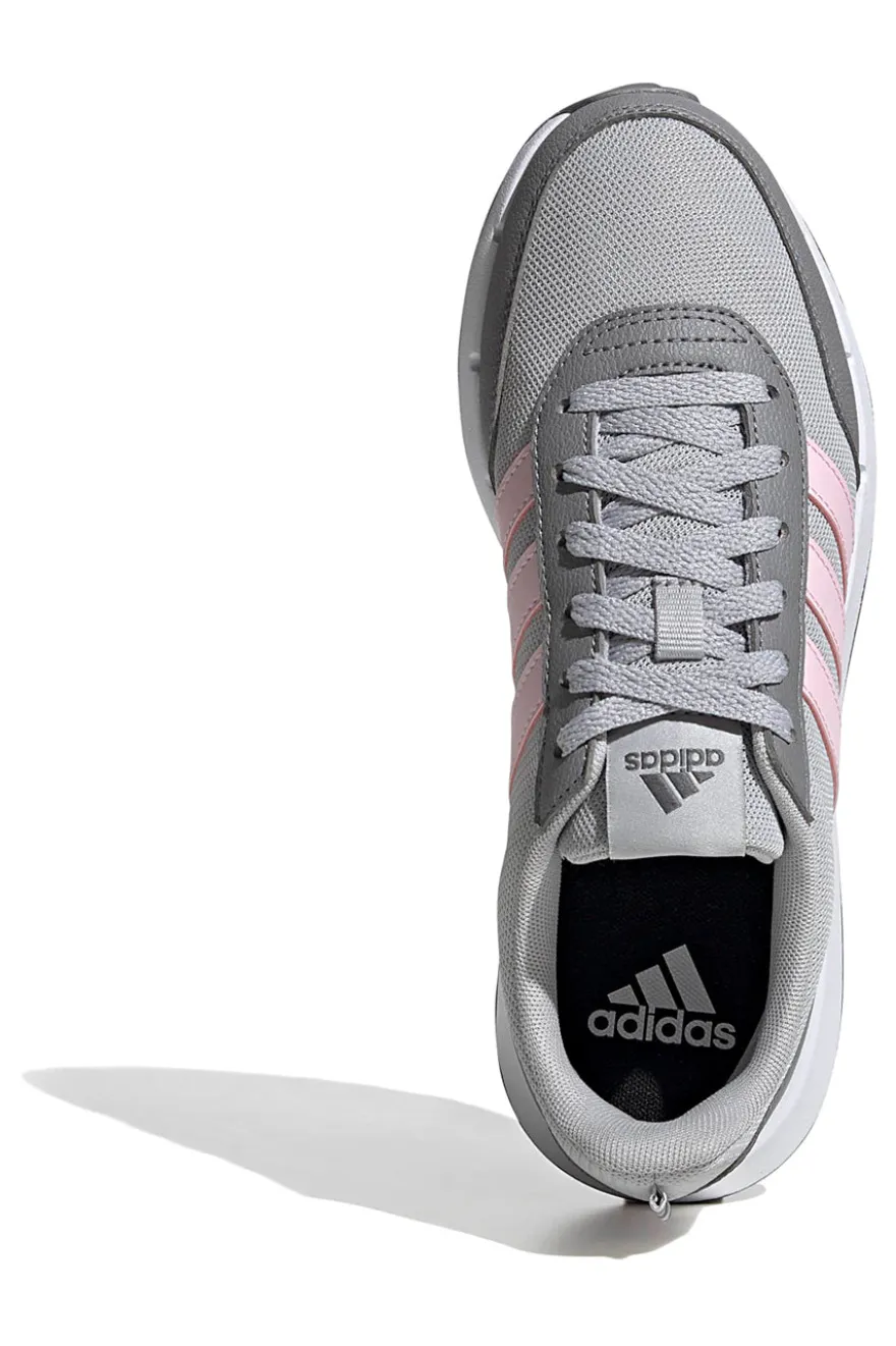 Scarpe running grigie in mesh con strisce rosa Adidas Run 50s