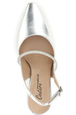 Scarpe slingback argento a punta con cinturino Pittarello couture 8330