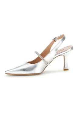 Scarpe slingback argento a punta con cinturino Pittarello couture 8330