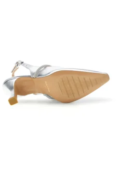 Scarpe slingback argento a punta con cinturino Pittarello couture 8330