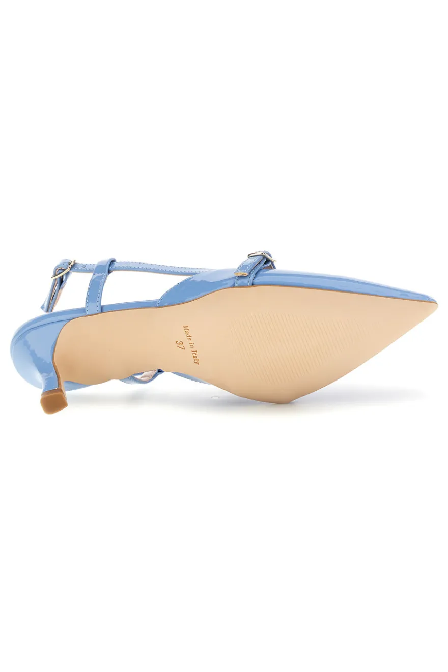 Scarpe slingback azzurre a punta con cinturini Pittarello glam 3790