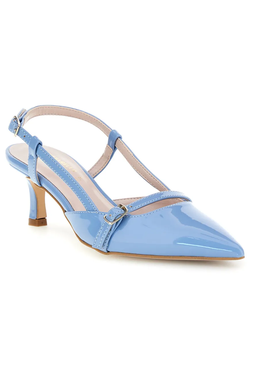 Scarpe slingback azzurre a punta con cinturini Pittarello glam 3790