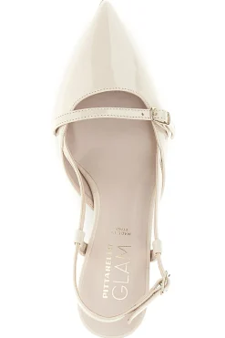 Scarpe slingback panna a punta con cinturini Pittarello glam 3790