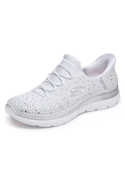 Scarpe slip ins bianco con strass in mesh Skechers Summits brilliant shine