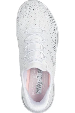 Scarpe slip ins bianco con strass in mesh Skechers Summits brilliant shine