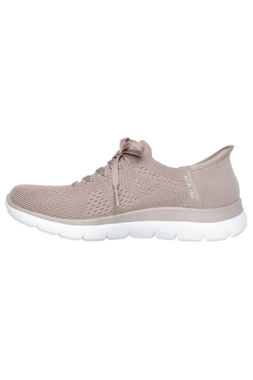 Scarpe slip ins taupe in knit Skechers Summits new daily