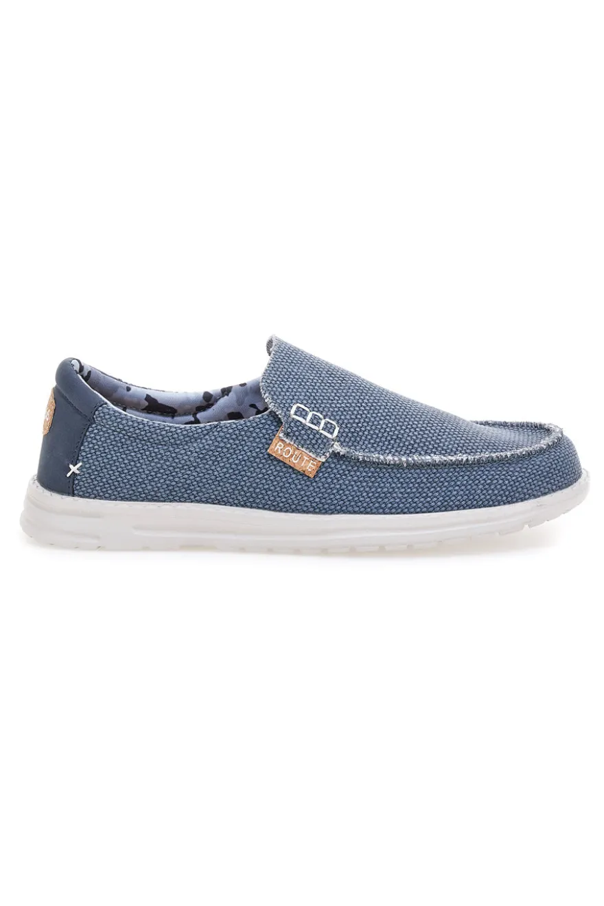 Scarpe slip on blu in tessuto Route 66 RO41817