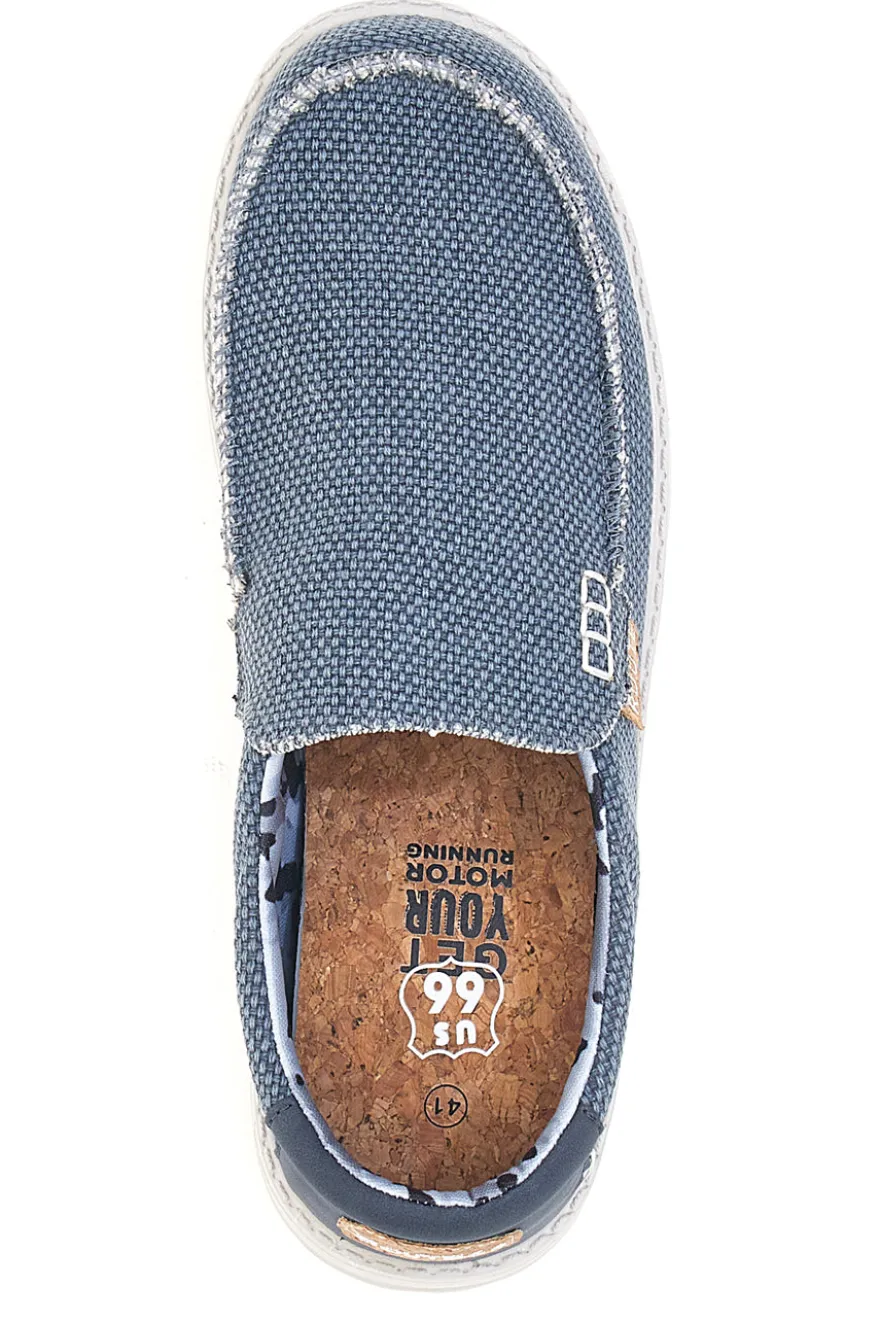 Scarpe slip on blu in tessuto Route 66 RO41817