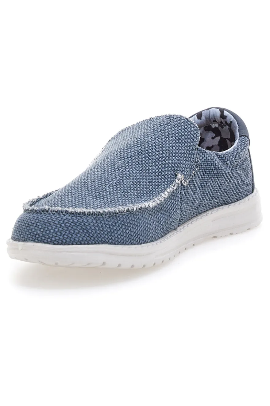 Scarpe slip on blu in tessuto Route 66 RO41817