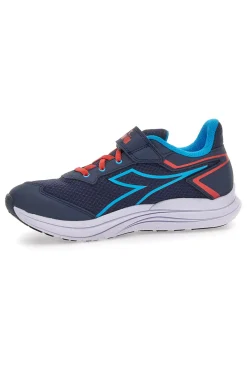 Scarpe sportive blu con dettagli rossi e chiusura a strappo Diadora SNIPE 3 JR