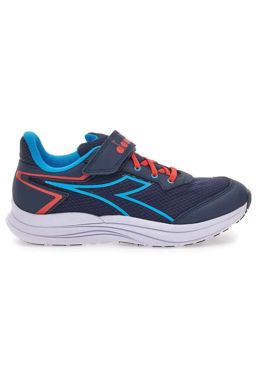 Scarpe sportive blu con dettagli rossi e chiusura a strappo Diadora SNIPE 3 JR