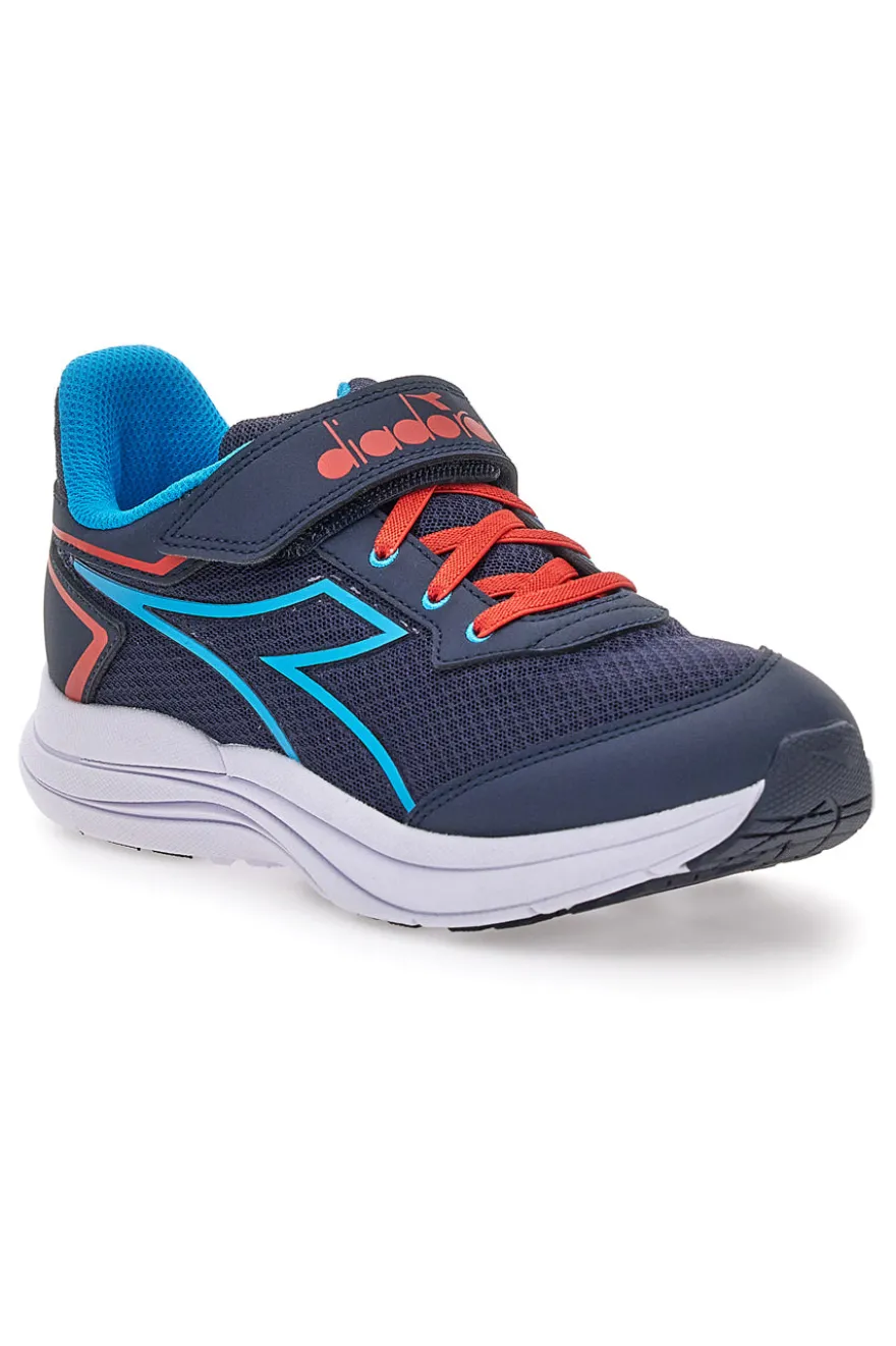 Scarpe sportive blu con dettagli rossi e chiusura a strappo Diadora SNIPE 3 JR