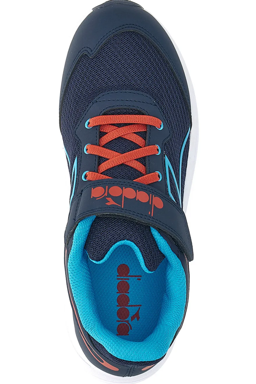 Scarpe sportive blu con dettagli rossi e chiusura a strappo Diadora SNIPE 3 JR