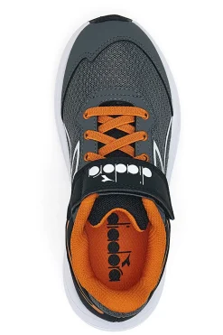 Scarpe sportive grigie con dettagli arancioni e chiusura a strappo Diadora SNIPE 3 JR