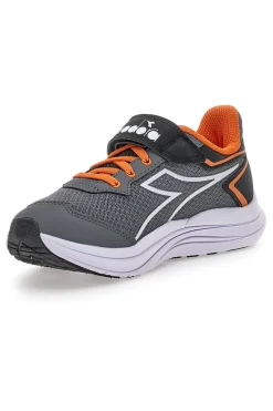Scarpe sportive grigie con dettagli arancioni e chiusura a strappo Diadora SNIPE 3 JR