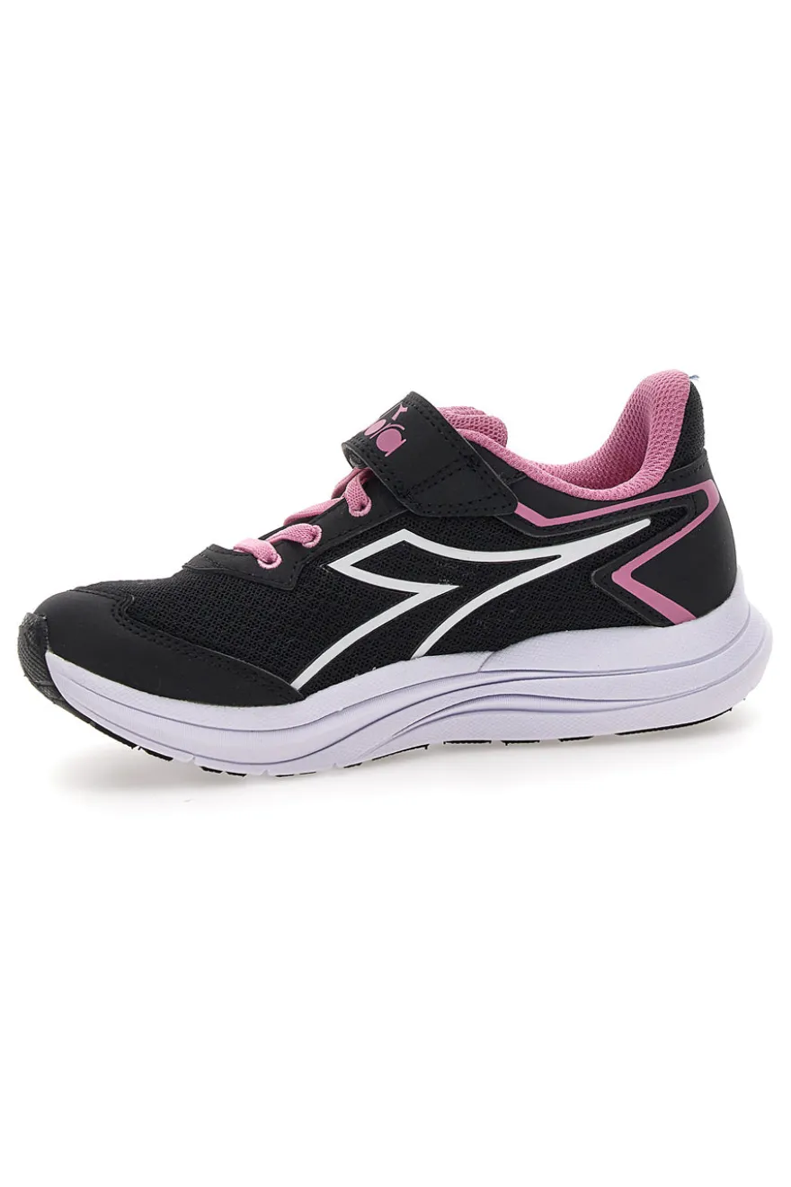 Scarpe sportive nere con dettagli rosa e strappo Diadora Snipe 3 JR
