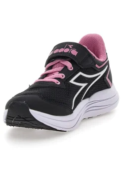 Scarpe sportive nere con dettagli rosa e strappo Diadora Snipe 3 JR