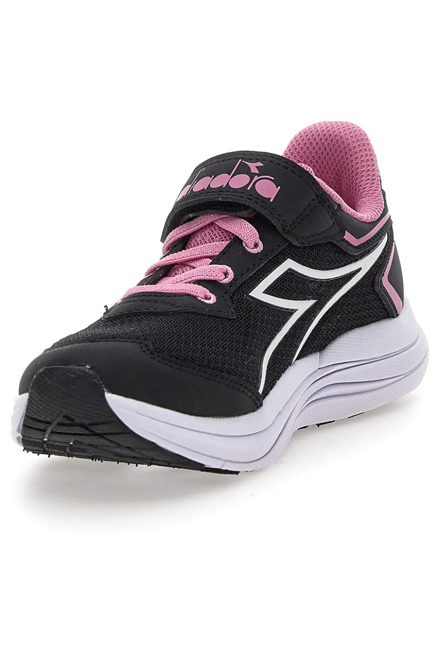 Scarpe sportive nere con dettagli rosa e strappo Diadora Snipe 3 JR