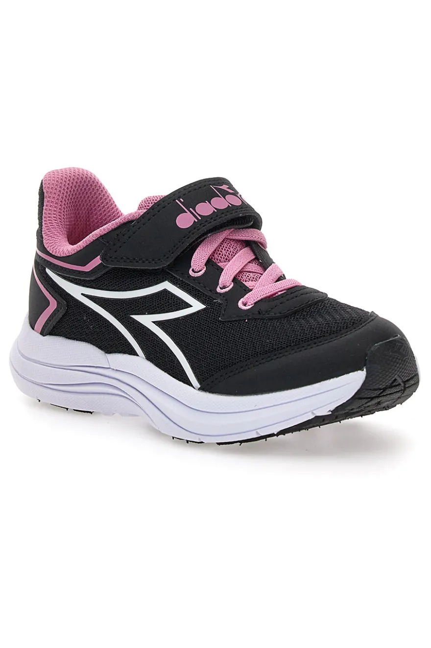 Scarpe sportive nere con dettagli rosa e strappo Diadora Snipe 3 JR