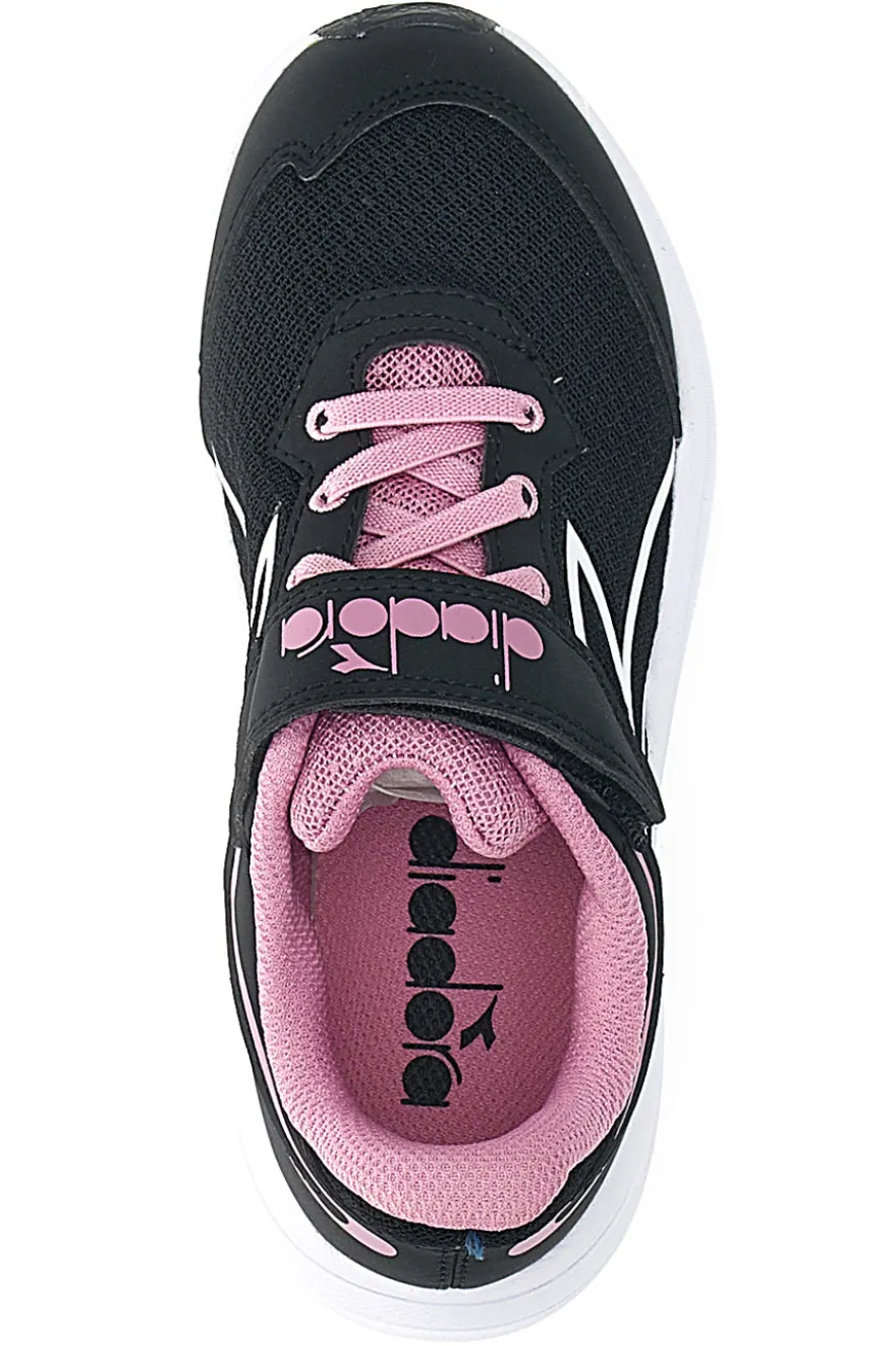 Scarpe sportive nere con dettagli rosa e strappo Diadora Snipe 3 JR