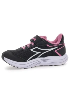 Scarpe sportive nere con dettagli rosa e chiusura a strappo Diadora SNIPE 3 JR