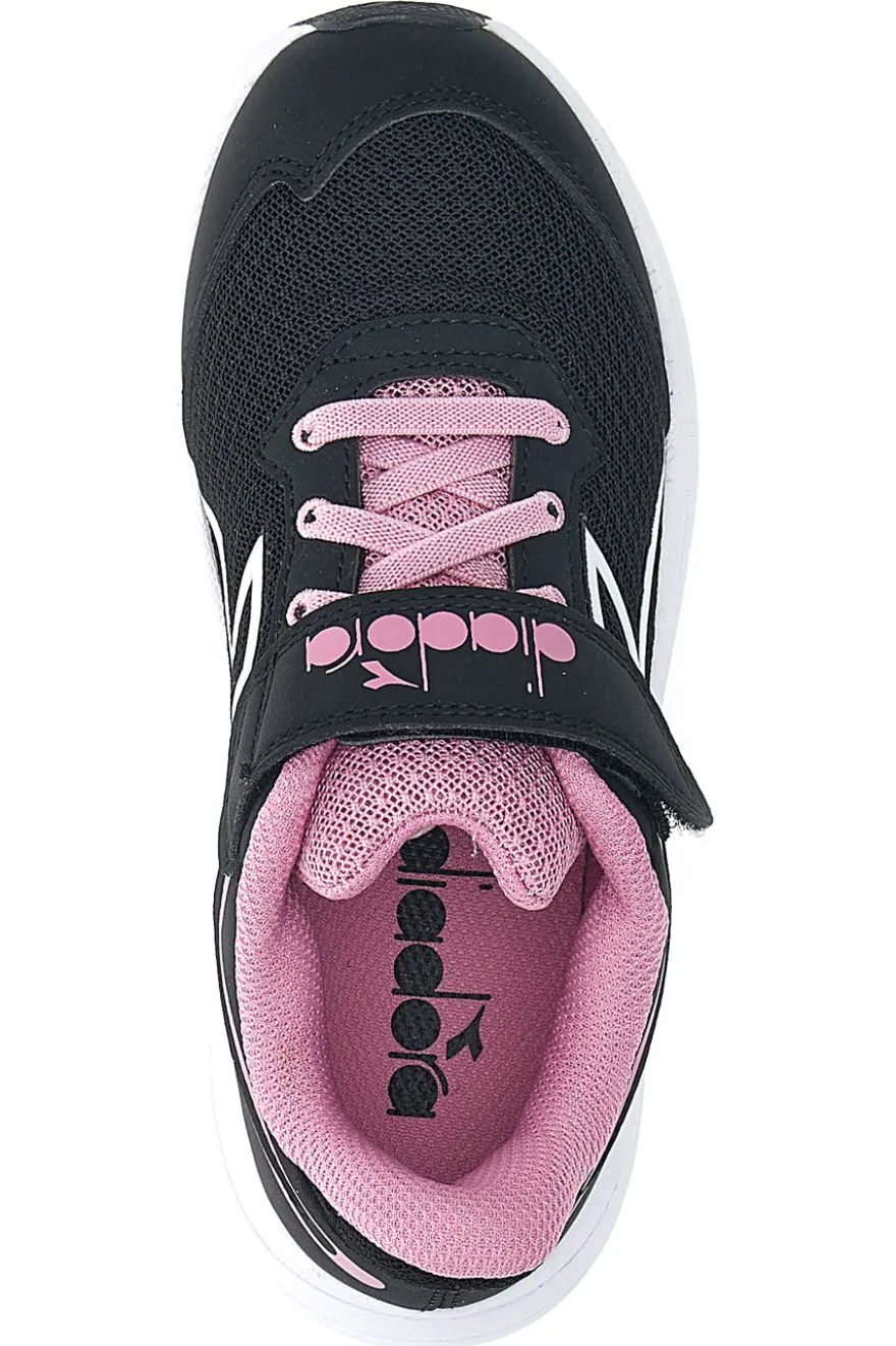 Scarpe sportive nere con dettagli rosa e chiusura a strappo Diadora SNIPE 3 JR