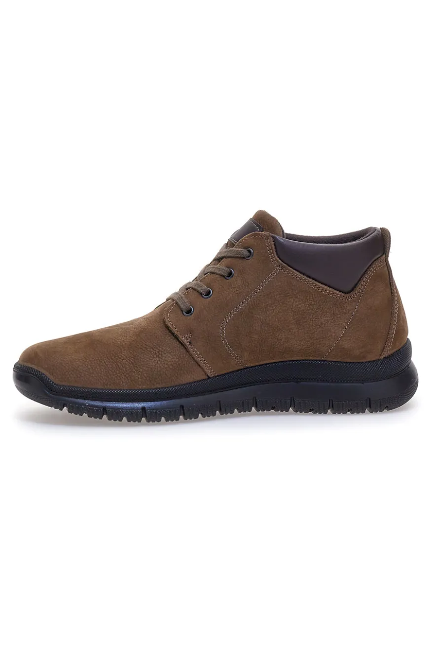 Scarpe Stringate Alte Marrone Fango In Vera Pelle Imac 652250