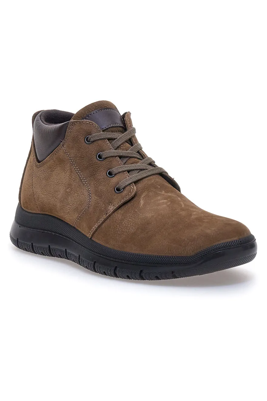 Scarpe Stringate Alte Marrone Fango In Vera Pelle Imac 652250