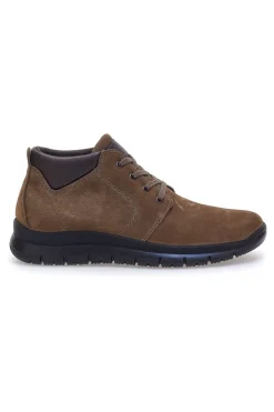 Scarpe Stringate Alte Marrone Fango In Vera Pelle Imac 652250