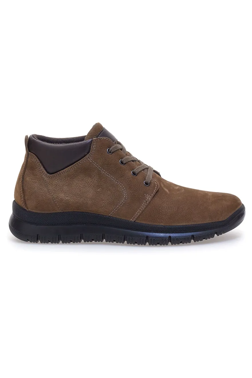 Scarpe Stringate Alte Marrone Fango In Vera Pelle Imac 652250