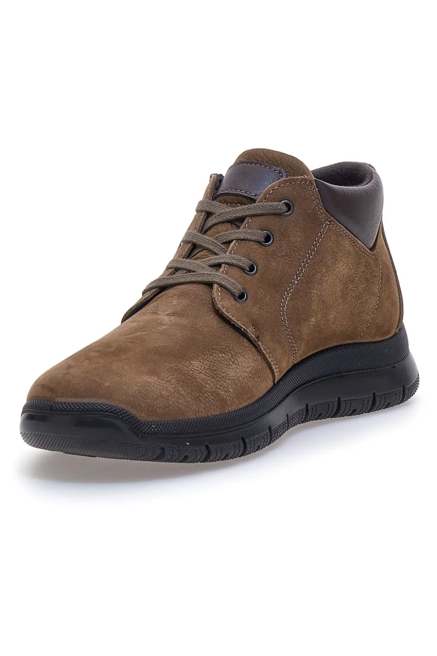 Scarpe Stringate Alte Marrone Fango In Vera Pelle Imac 652250