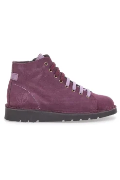 Scarpe Stringate Alte Viola In Pelle Scamosciata Pittarello Tierra 1280