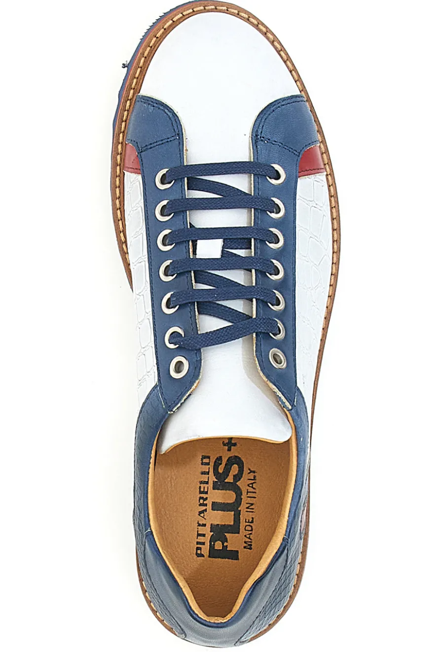 Scarpe Stringate Bianche e Blu In Vera Pelle Made in Italy Pittarello Plus PT325