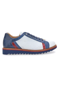 Scarpe Stringate Bianche e Blu In Vera Pelle Made in Italy Pittarello Plus PT325