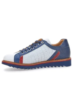 Scarpe Stringate Bianche e Blu In Vera Pelle Made in Italy Pittarello Plus PT325