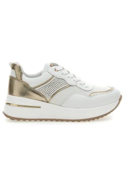 Scarpe Stringate Bianche e Oro con Platform INBLU 422 IN