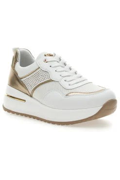 Scarpe Stringate Bianche e Oro con Platform INBLU 422 IN