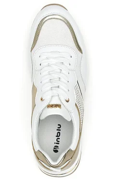 Scarpe Stringate Bianche e Oro con Platform INBLU 422 IN