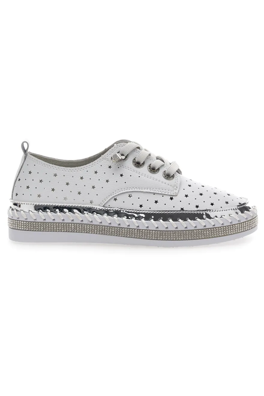 Scarpe Stringate Bianche con Strass Cafè Cost 23011