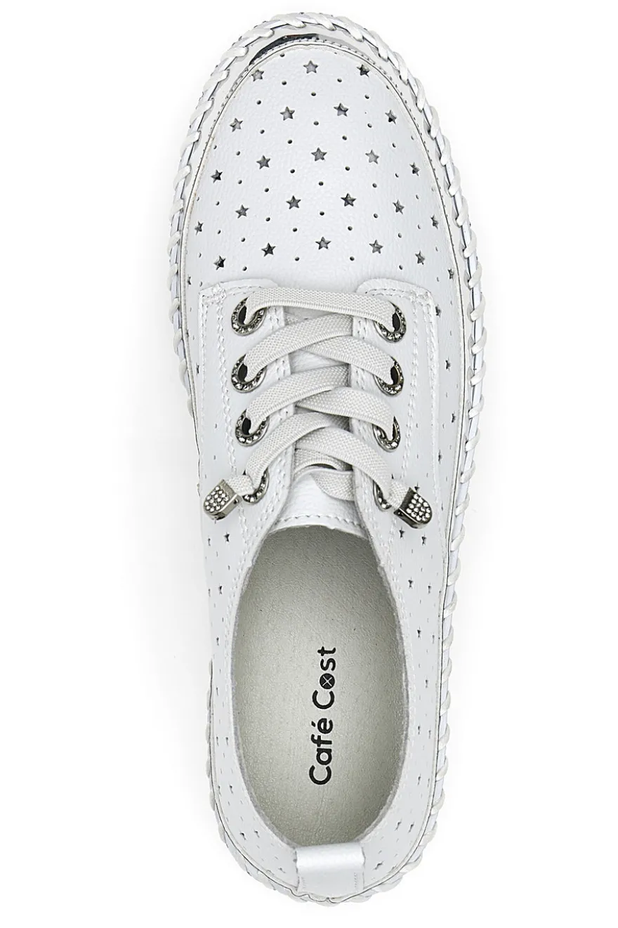 Scarpe Stringate Bianche con Strass Cafè Cost 23011