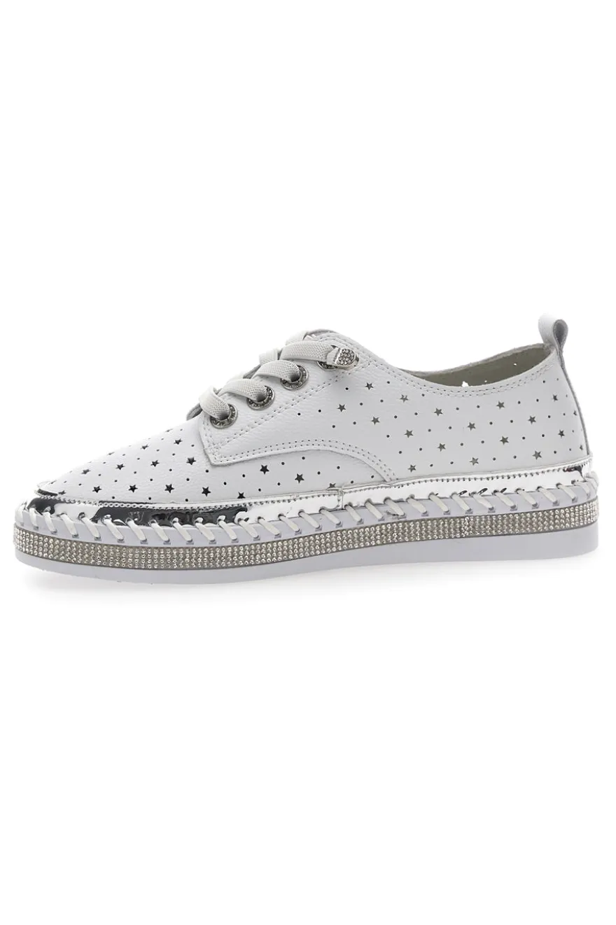 Scarpe Stringate Bianche con Strass Cafè Cost 23011