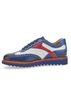 Scarpe Stringate Bianche e Blu In Vera Pelle Made in Italy Pittarello Plus PT321