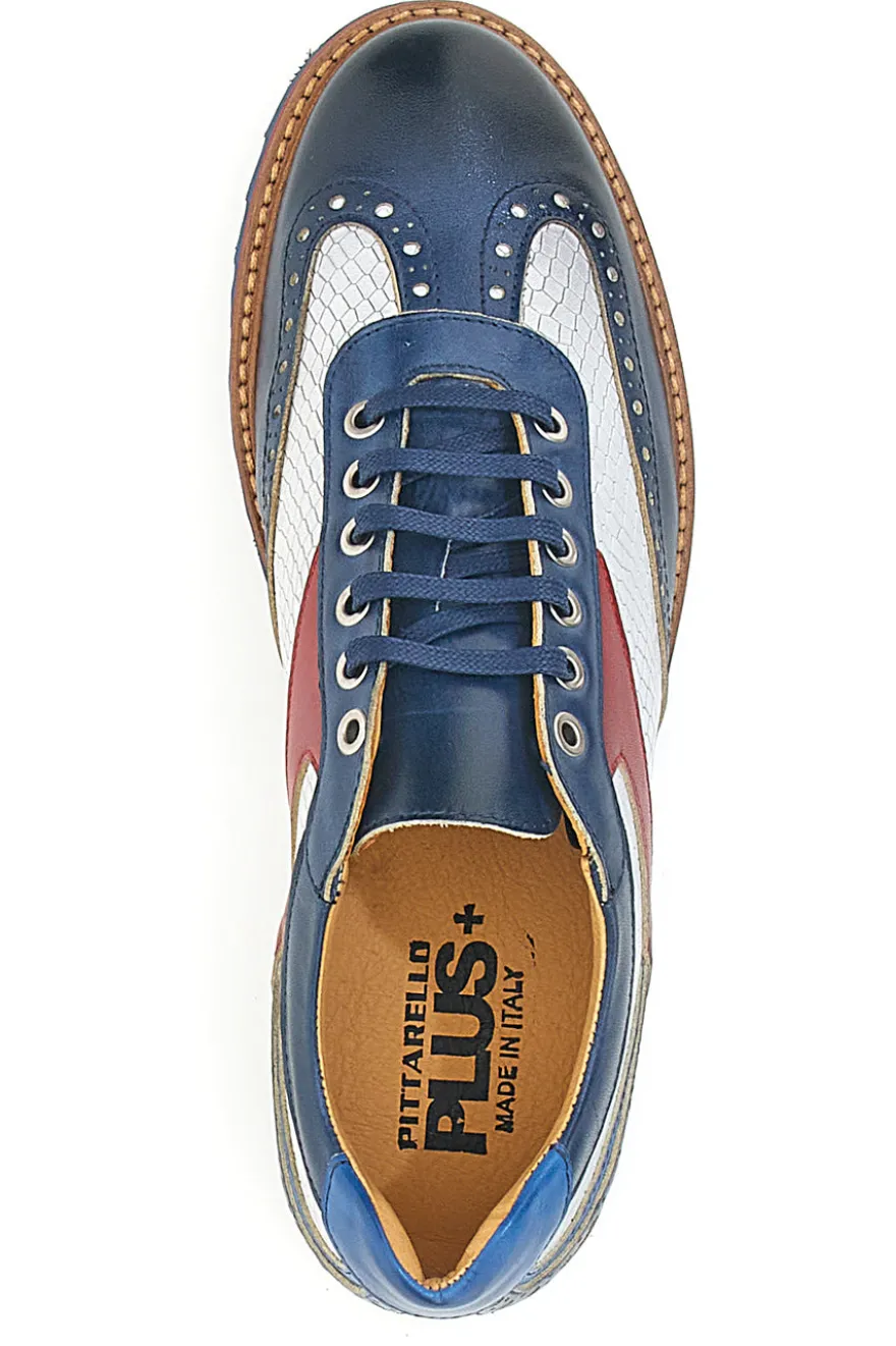 Scarpe Stringate Bianche e Blu In Vera Pelle Made in Italy Pittarello Plus PT321